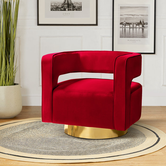 Mercer41 Alson 29.5'' Wide Velvet Swivel Barrel Chair & Reviews Wayfair